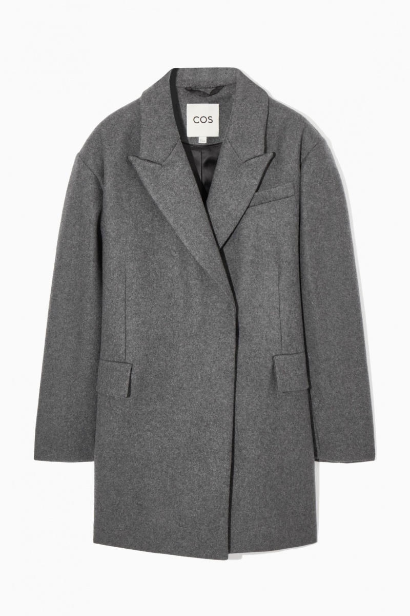 Women's COS Oversized Power-Shoulder Wool Coats Grey NZ-06PIATSNC