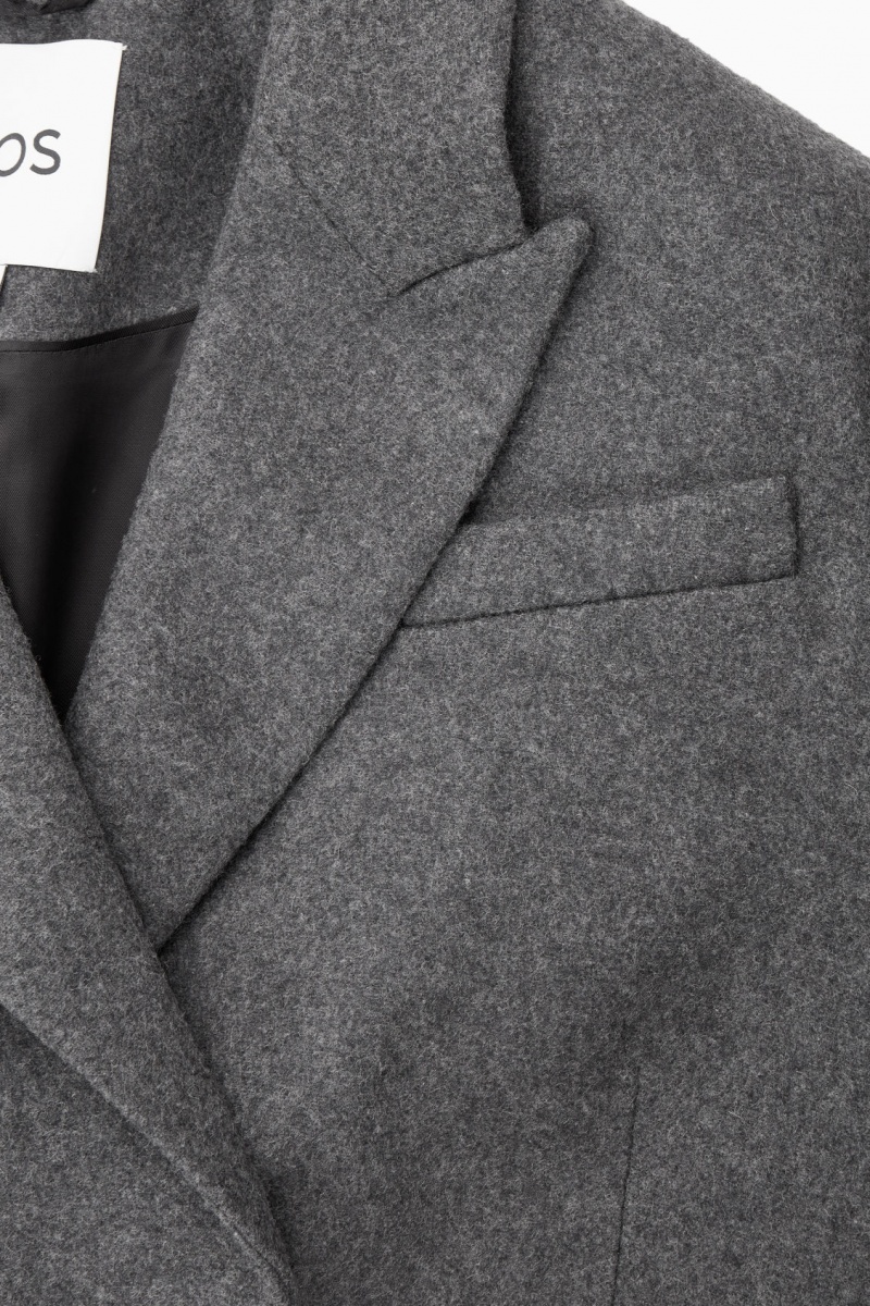 Women's COS Oversized Power-Shoulder Wool Coats Grey NZ-06PIATSNC