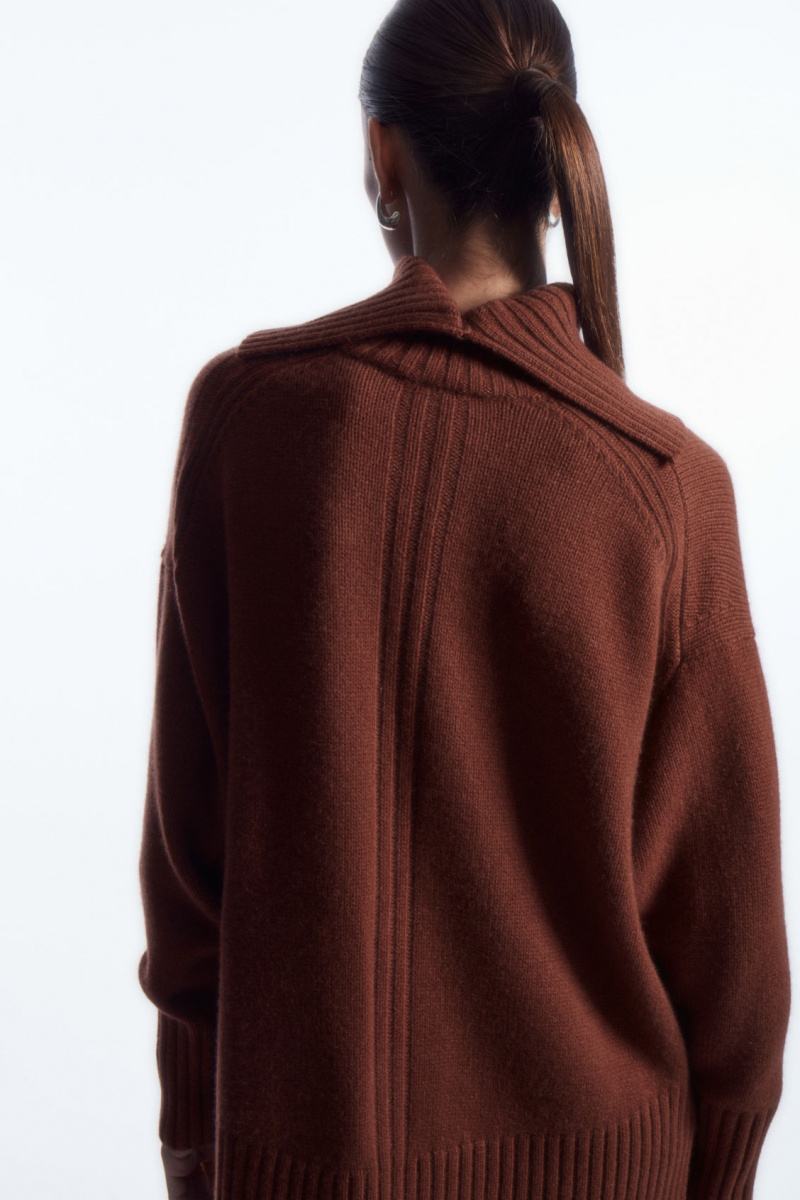 Women's COS Oversized Pure Cashmere Roll-Neck Sweaters Red NZ-47SOZLKHD