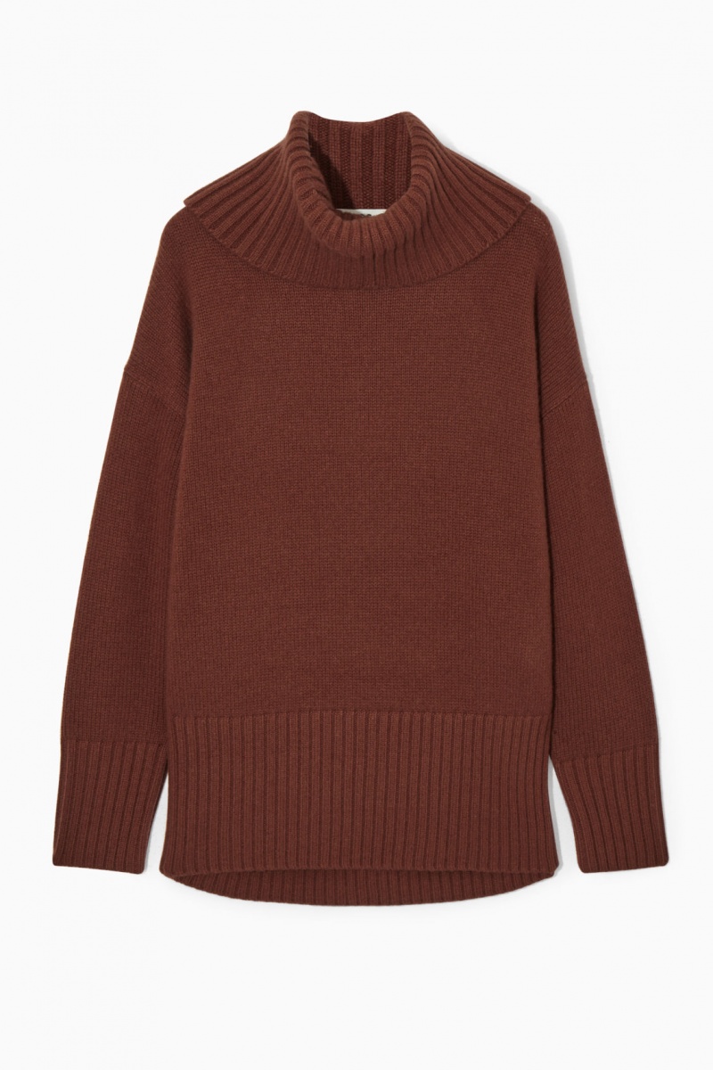 Women's COS Oversized Pure Cashmere Roll-Neck Sweaters Red NZ-47SOZLKHD