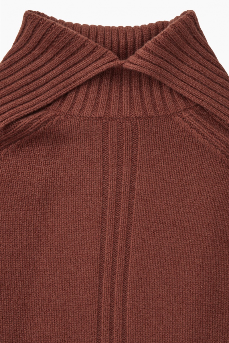 Women's COS Oversized Pure Cashmere Roll-Neck Sweaters Red NZ-47SOZLKHD