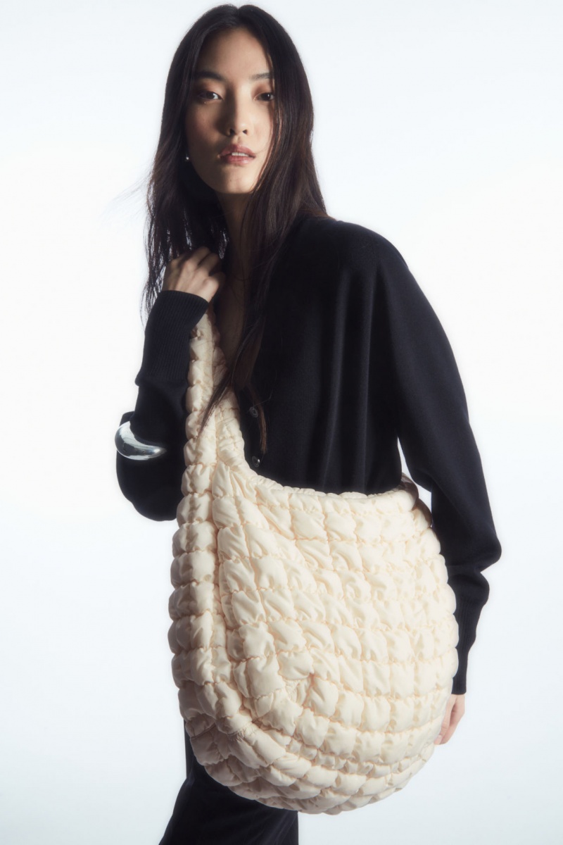 Women's COS Oversized Quilted Crossbody Bag White NZ-67QOJMUVB