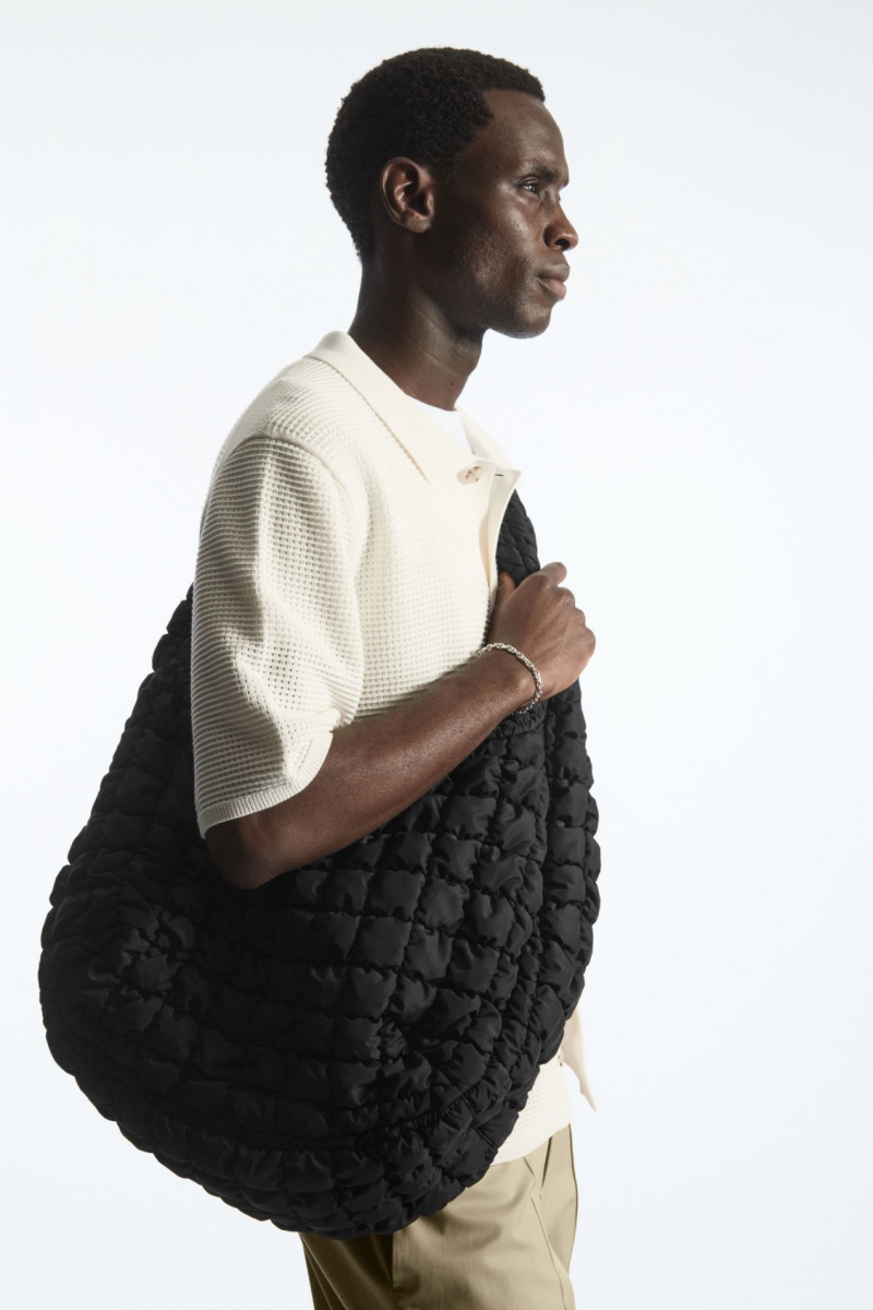 Women's COS Oversized Quilted Crossbody Bag Black NZ-62TODKCVM