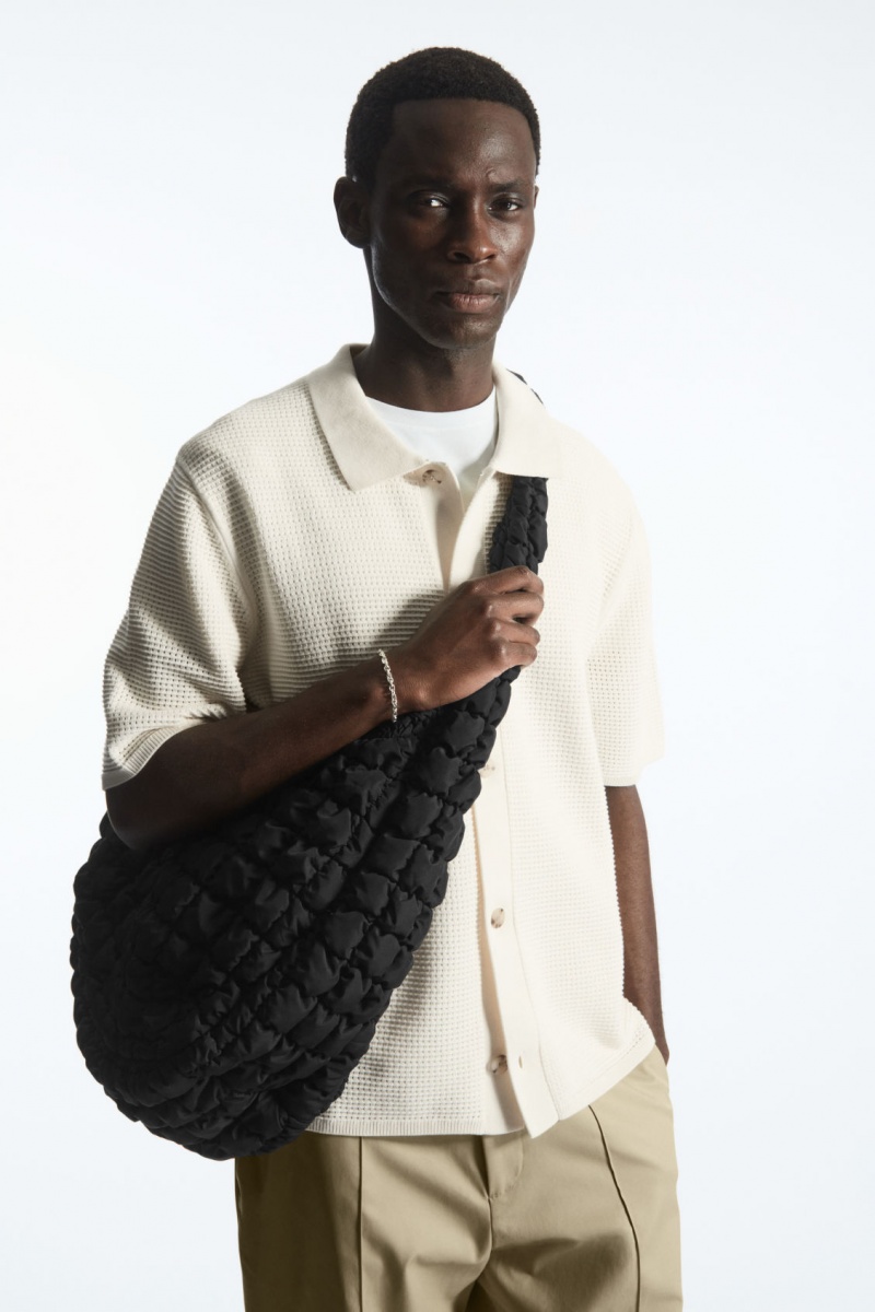 Women's COS Oversized Quilted Crossbody Bag Black NZ-62TODKCVM