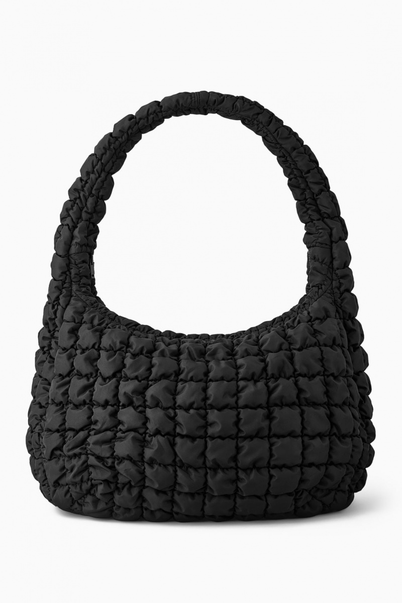 Women's COS Oversized Quilted Crossbody Bag Black NZ-62TODKCVM
