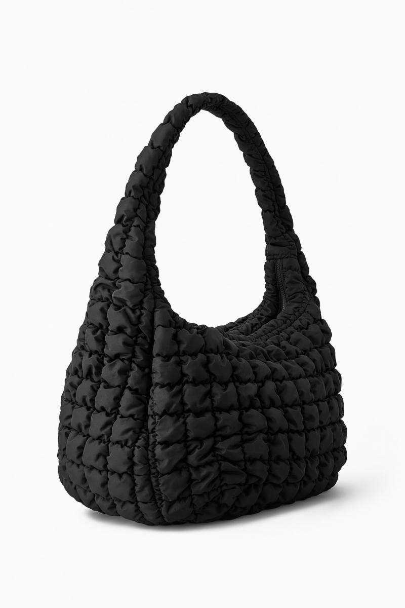 Women's COS Oversized Quilted Crossbody Bag Black NZ-62TODKCVM