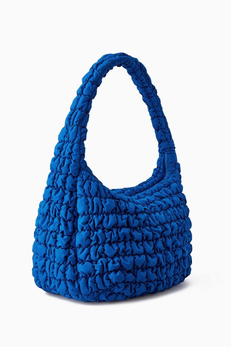 Women's COS Oversized Quilted Crossbody Bag Blue NZ-24KIFWJVG