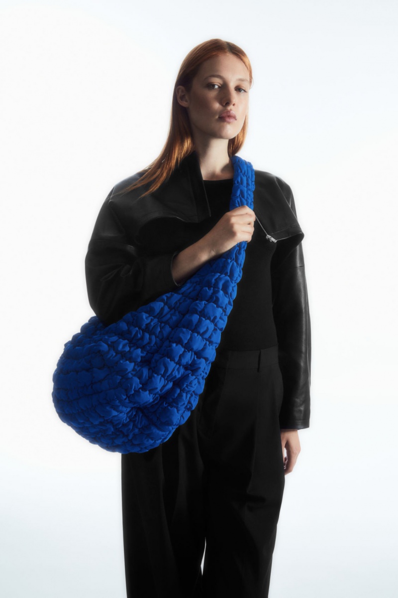 Women's COS Oversized Quilted Crossbody Bag Blue NZ-85CJZVDTW