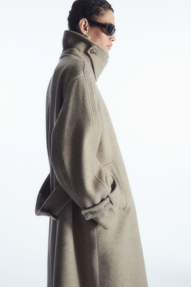 Women's COS Oversized Rounded Wool Coats Beige NZ-70DTRWCIU