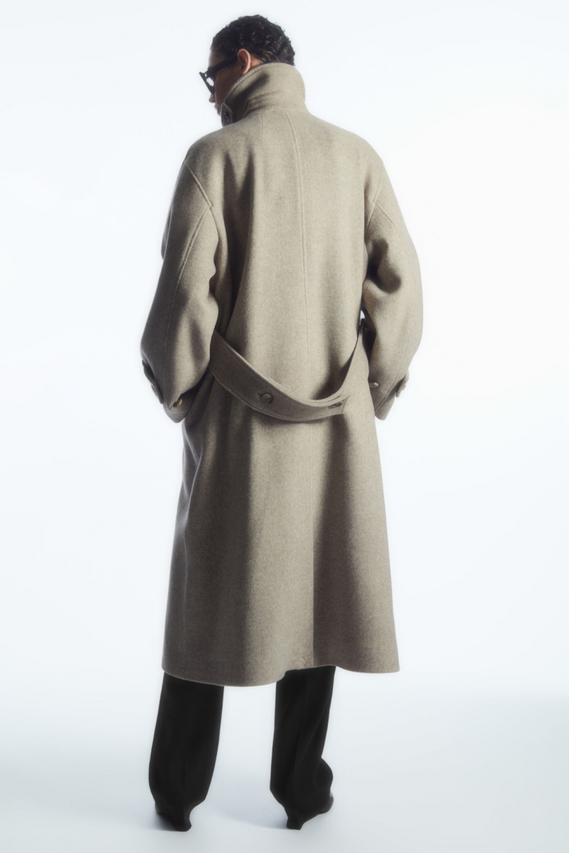 Women's COS Oversized Rounded Wool Coats Beige NZ-70DTRWCIU