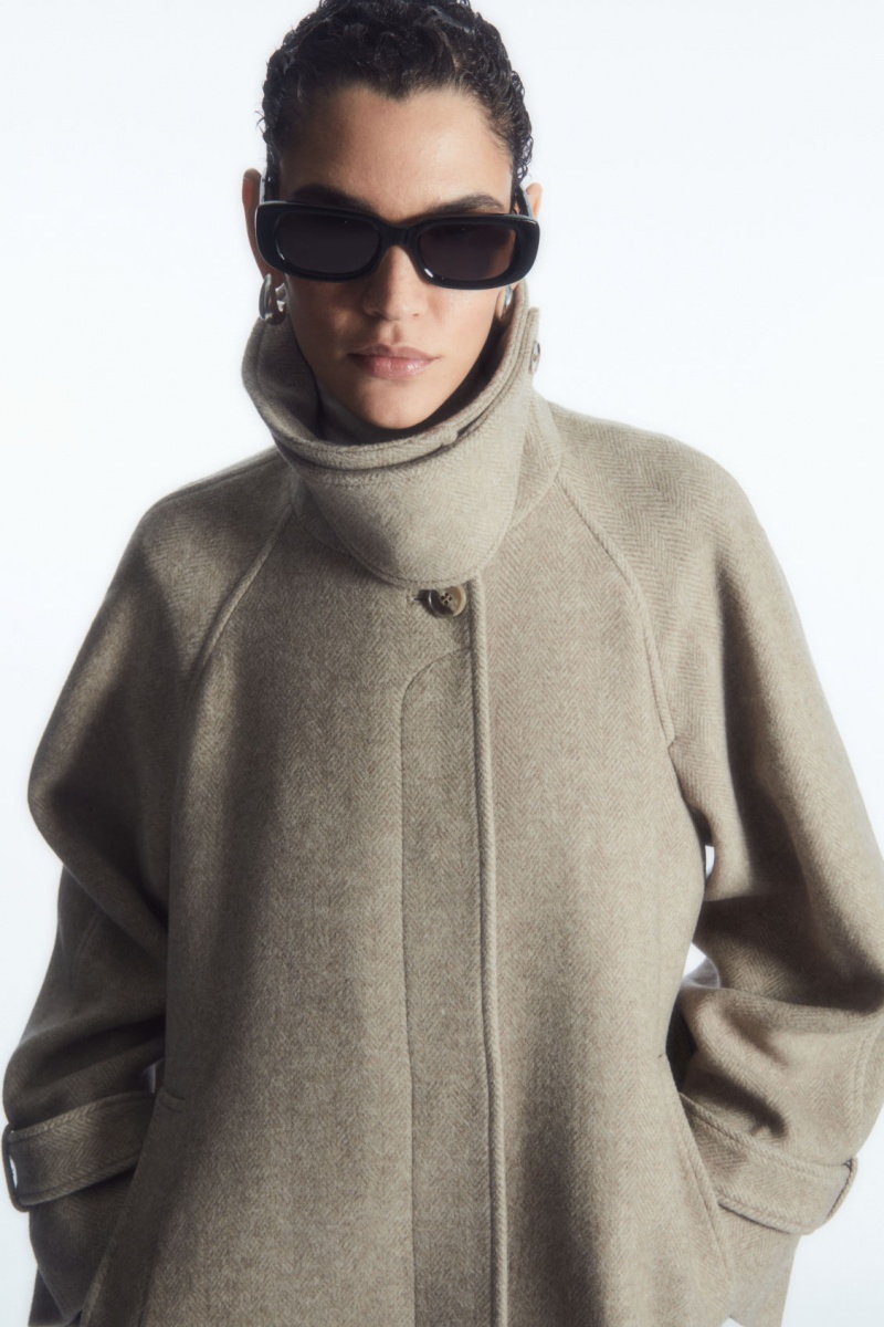 Women's COS Oversized Rounded Wool Coats Beige NZ-70DTRWCIU