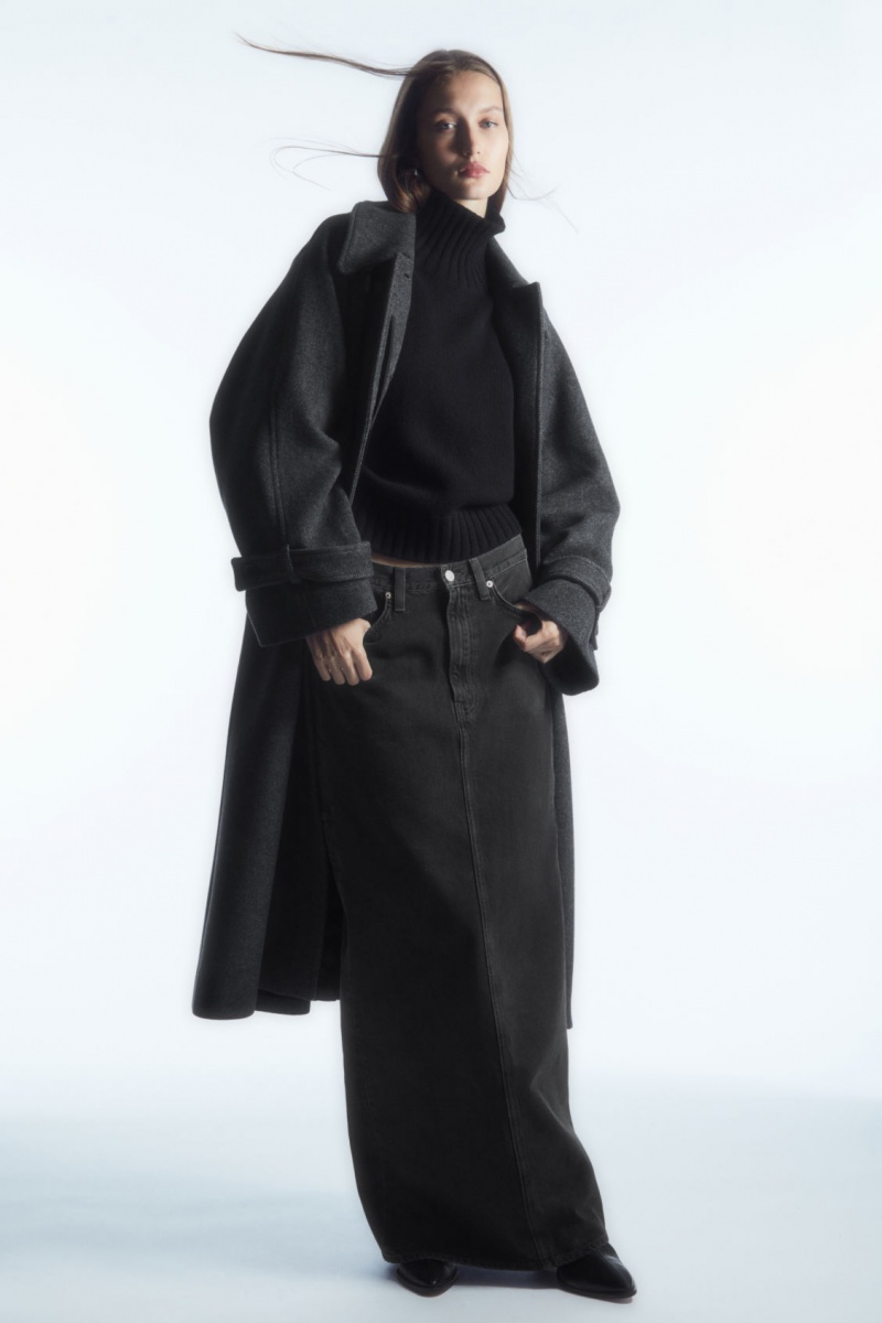 Women's COS Oversized Rounded Wool Coats Dark Grey NZ-96LRPGZMQ