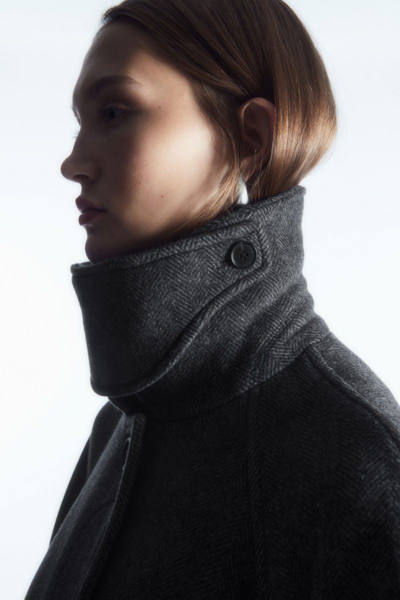 Women's COS Oversized Rounded Wool Coats Dark Grey NZ-96LRPGZMQ