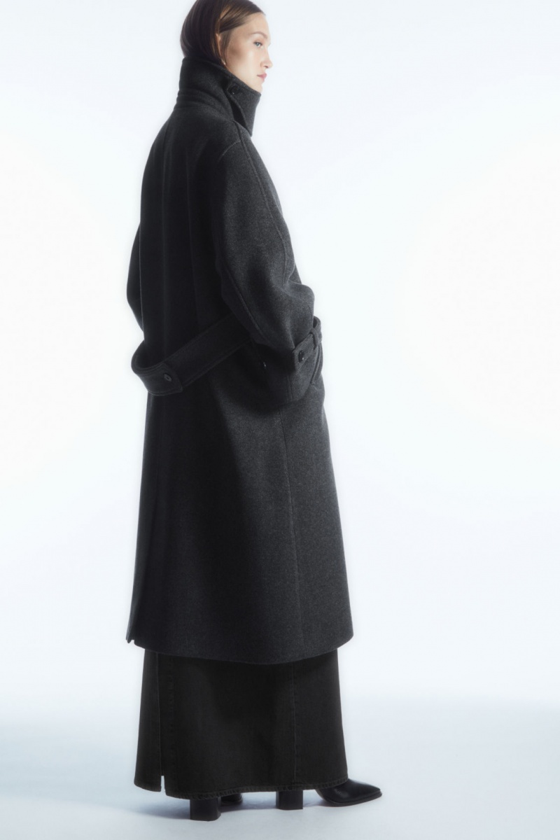 Women's COS Oversized Rounded Wool Coats Dark Grey NZ-96LRPGZMQ