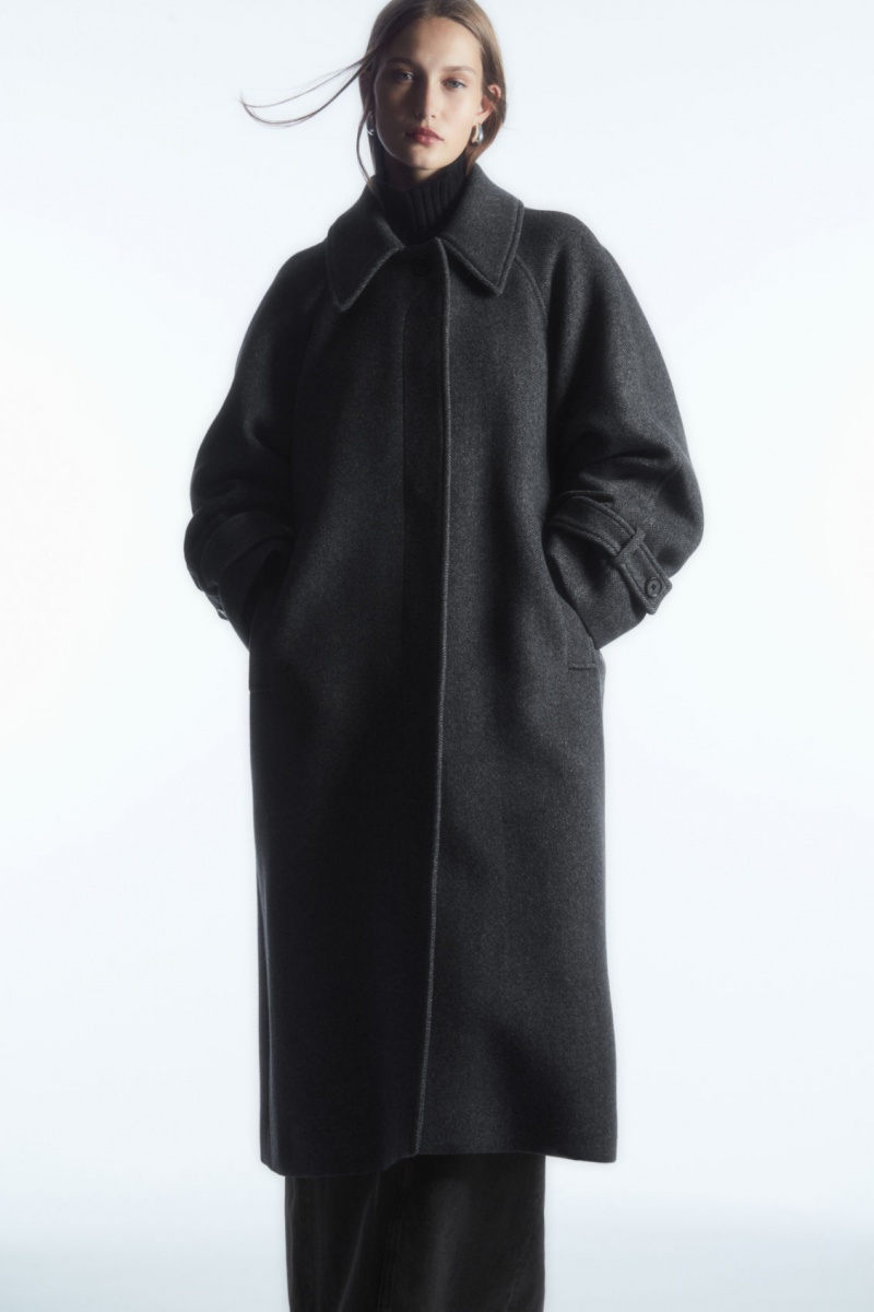 Women's COS Oversized Rounded Wool Coats Dark Grey NZ-96LRPGZMQ
