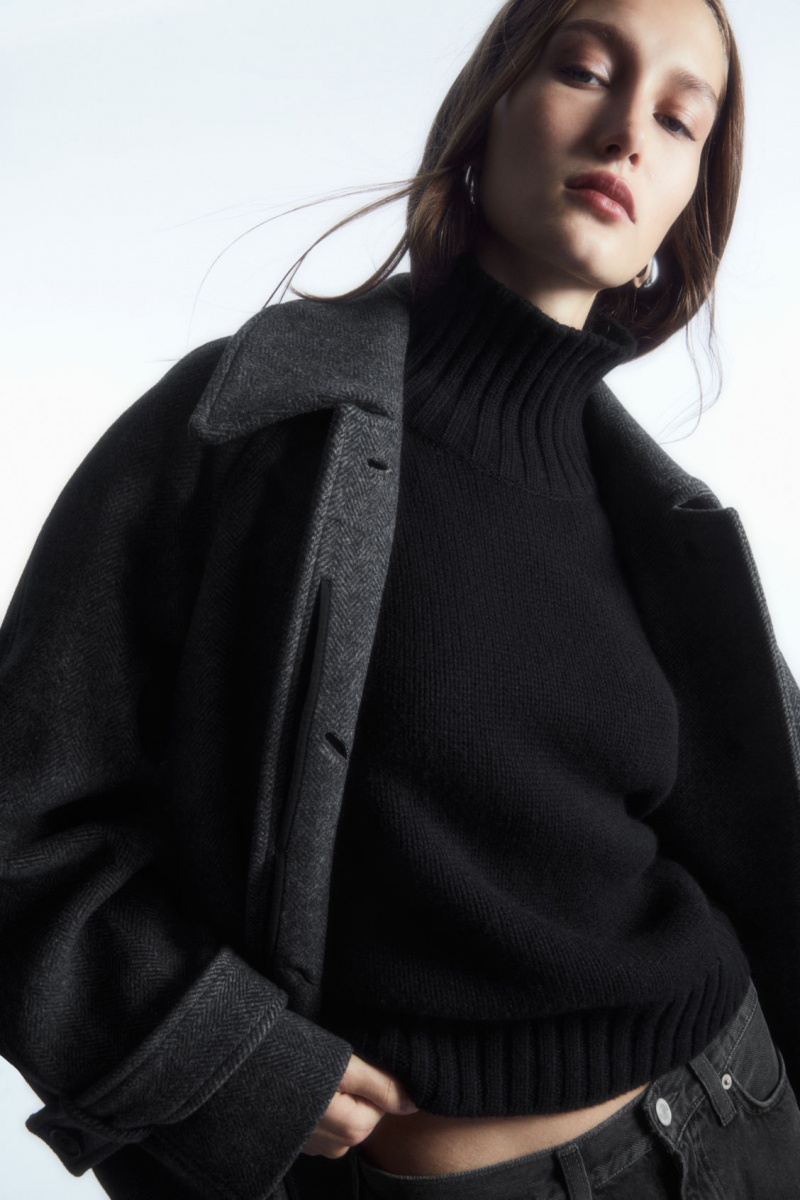 Women's COS Oversized Rounded Wool Coats Dark Grey NZ-96LRPGZMQ