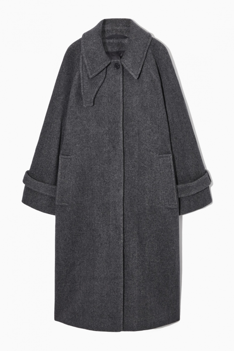 Women's COS Oversized Rounded Wool Coats Dark Grey NZ-96LRPGZMQ