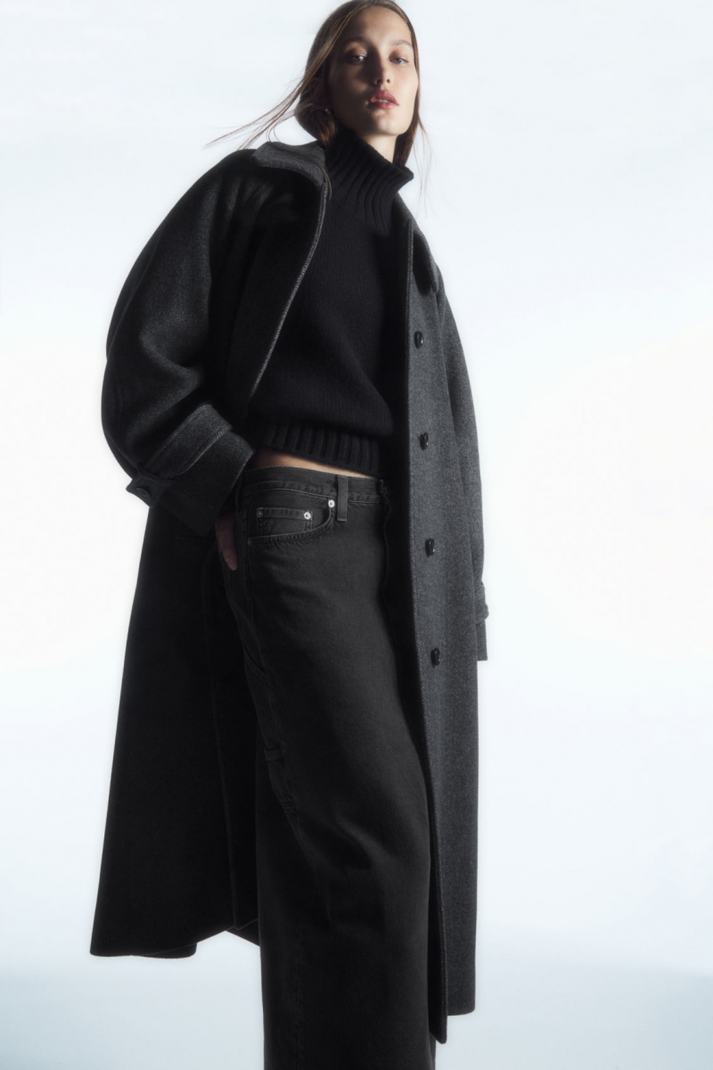 Women\'s COS Oversized Rounded Wool Coats Dark Grey NZ-96LRPGZMQ