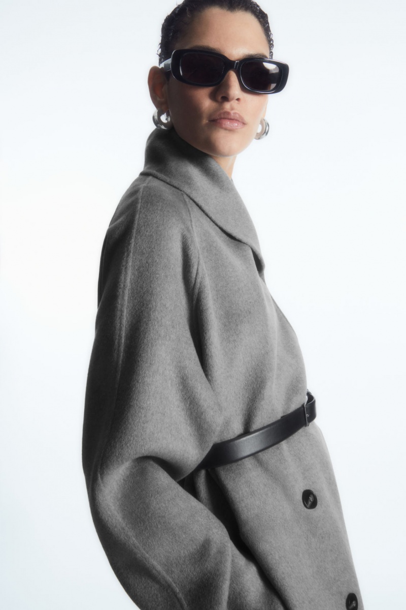 Women's COS Oversized Shawl-Collar Wool Jackets Grey NZ-03QTYUAWX