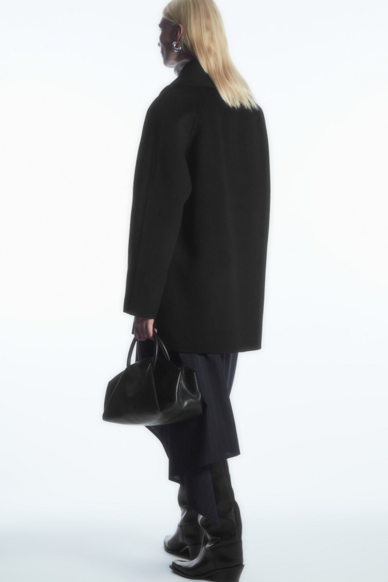 Women's COS Oversized Shawl-Collar Wool Jackets Black NZ-93VDGHPER