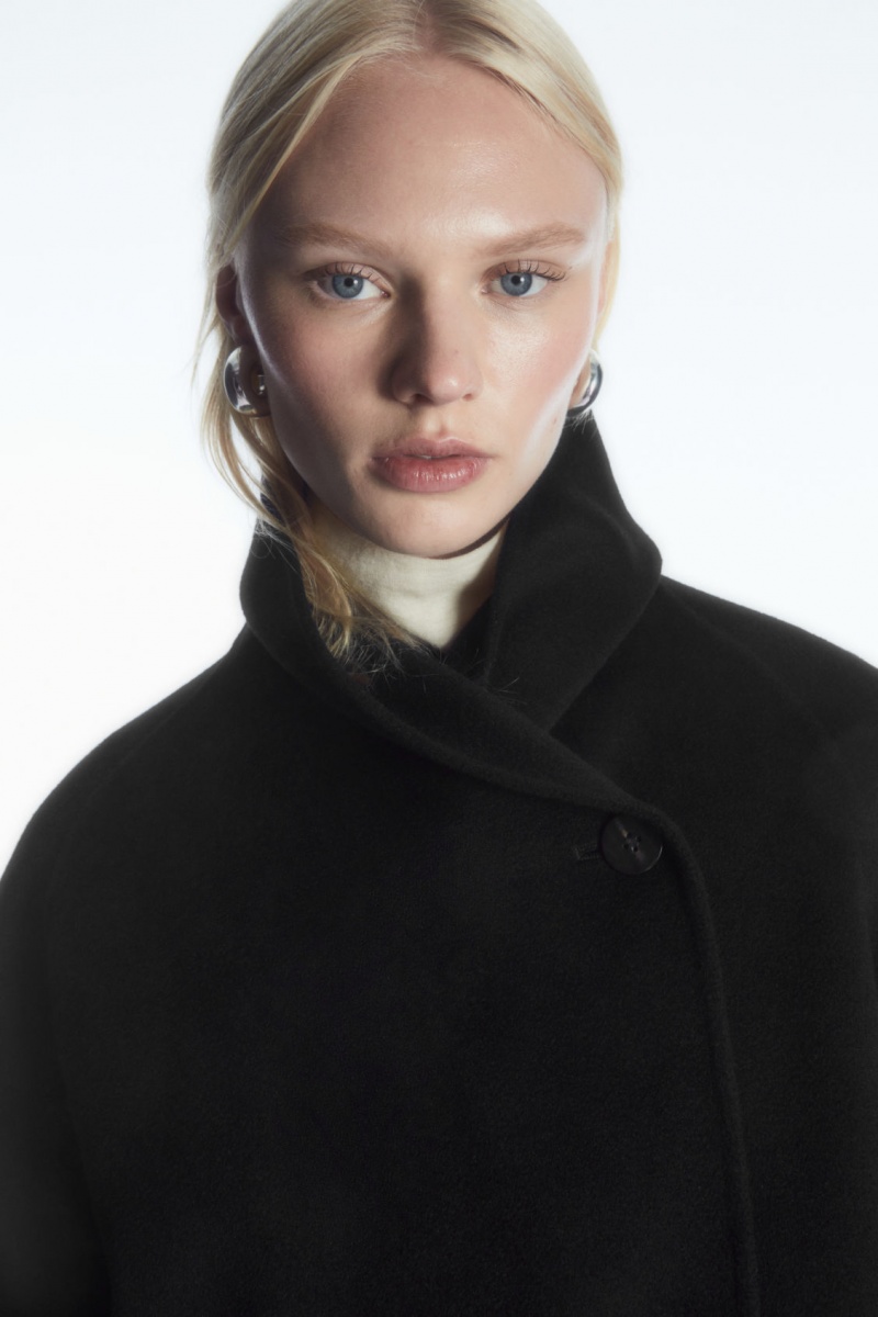 Women's COS Oversized Shawl-Collar Wool Jackets Black NZ-93VDGHPER