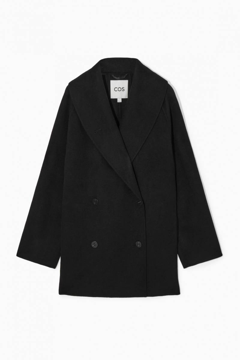 Women's COS Oversized Shawl-Collar Wool Jackets Black NZ-93VDGHPER