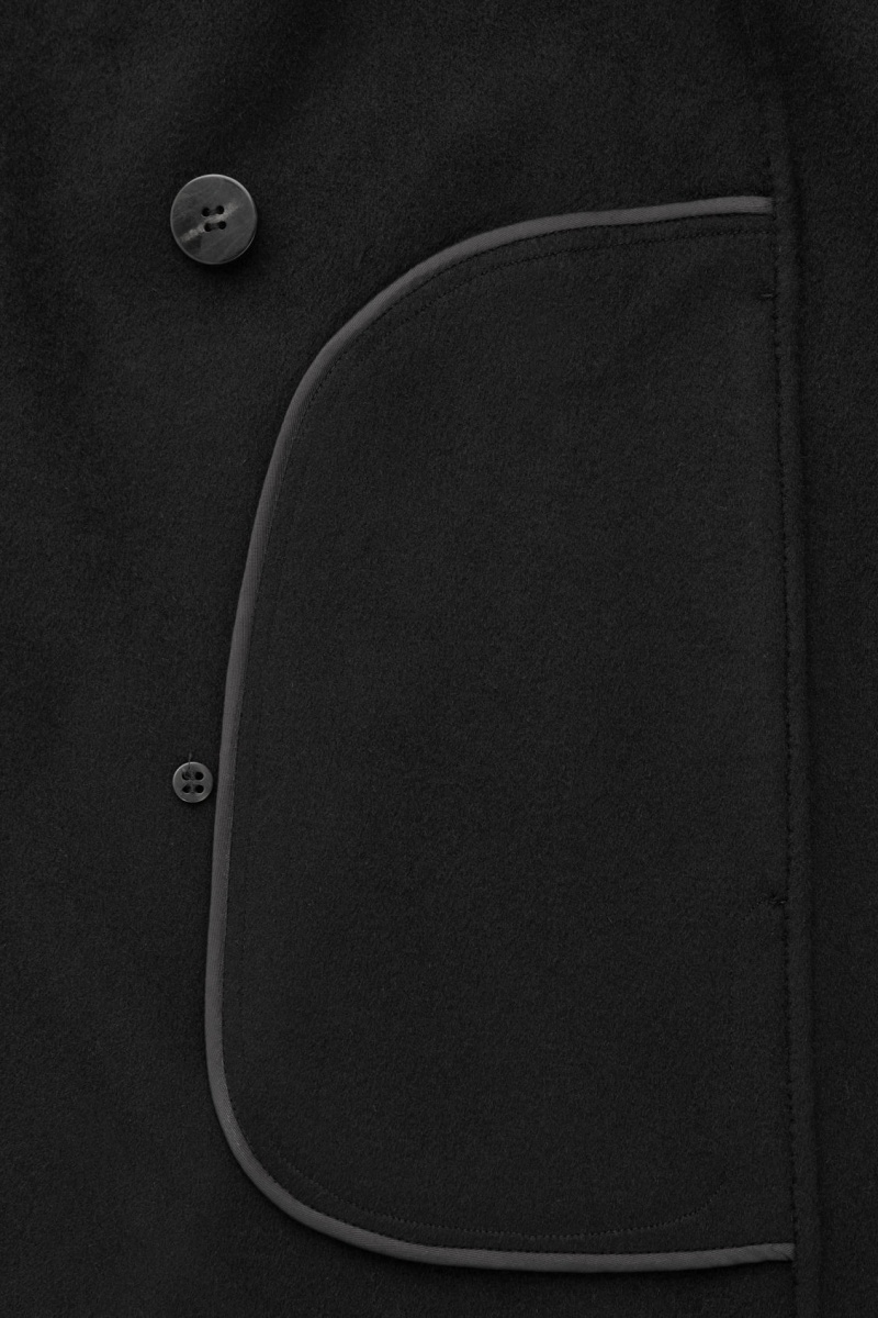 Women's COS Oversized Shawl-Collar Wool Jackets Black NZ-93VDGHPER
