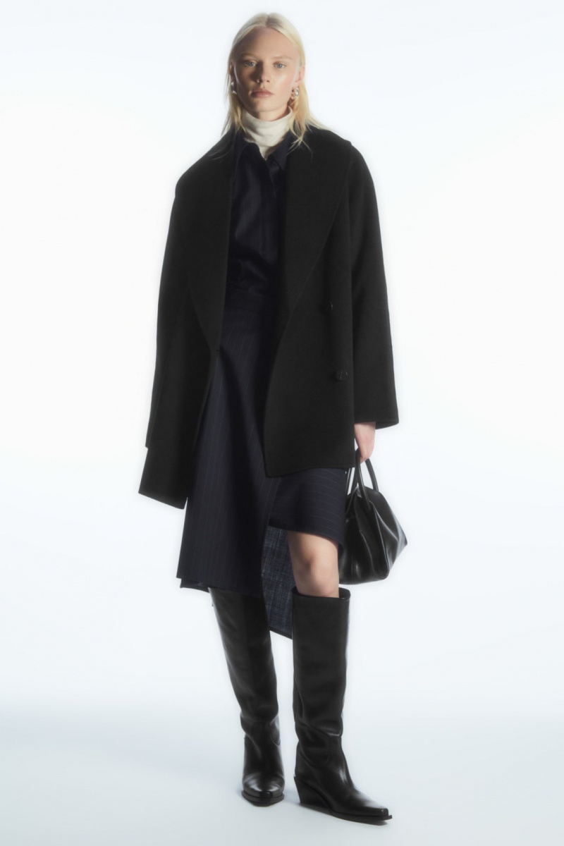 Women\'s COS Oversized Shawl-Collar Wool Jackets Black NZ-93VDGHPER