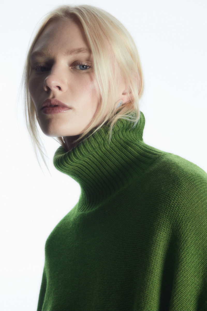 Women's COS Oversized Wool Roll-Neck Sweaters Green NZ-30QKJXLWR