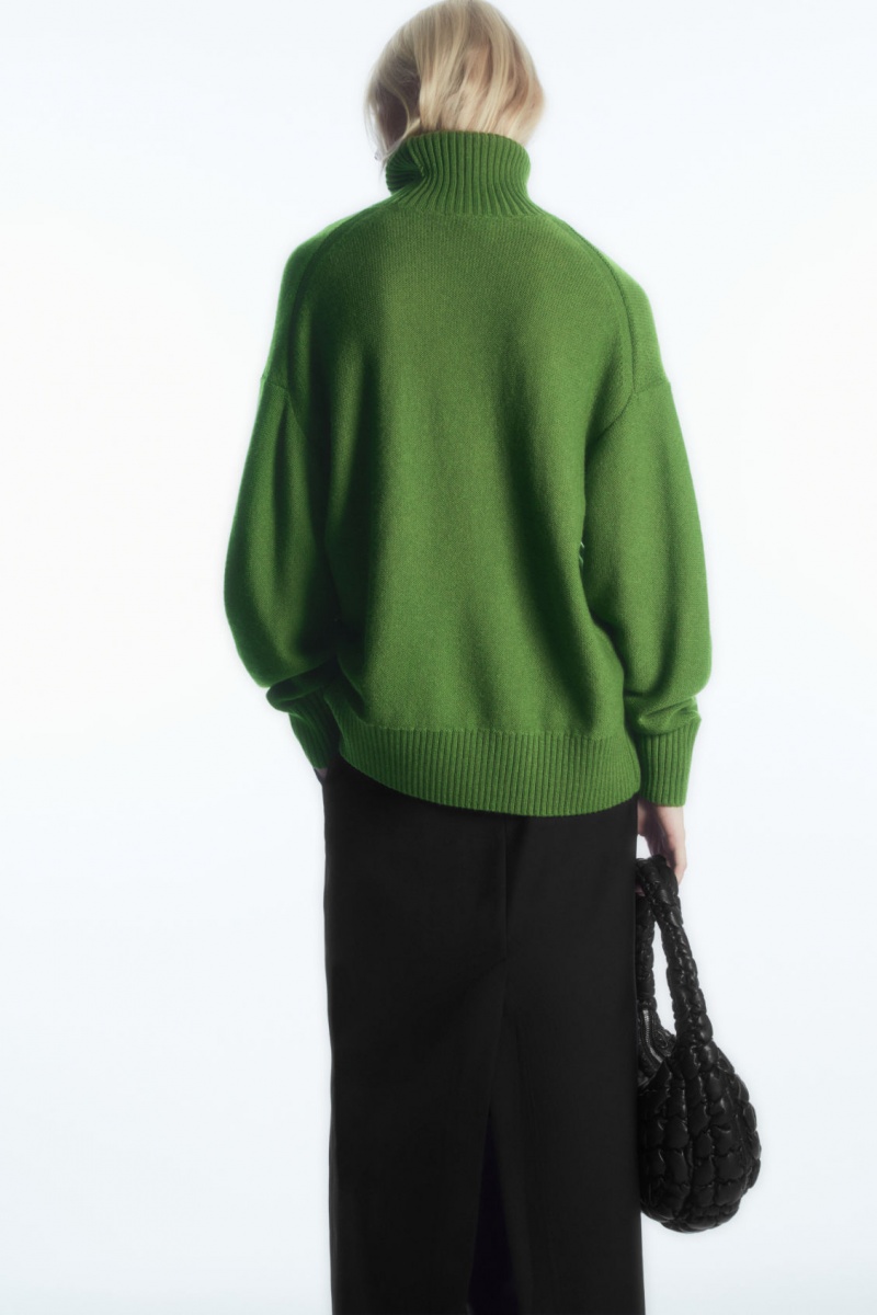 Women's COS Oversized Wool Roll-Neck Sweaters Green NZ-30QKJXLWR