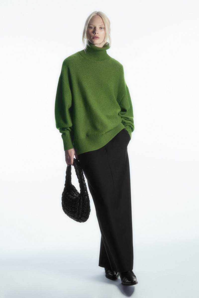 Women's COS Oversized Wool Roll-Neck Sweaters Green NZ-30QKJXLWR