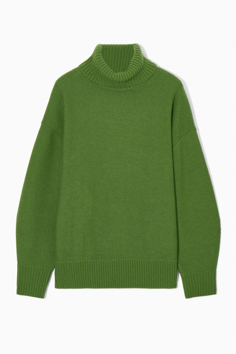 Women's COS Oversized Wool Roll-Neck Sweaters Green NZ-30QKJXLWR