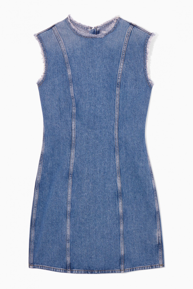 Women's COS Paneled Denim Mini Dress Blue NZ-26LCHXIPU