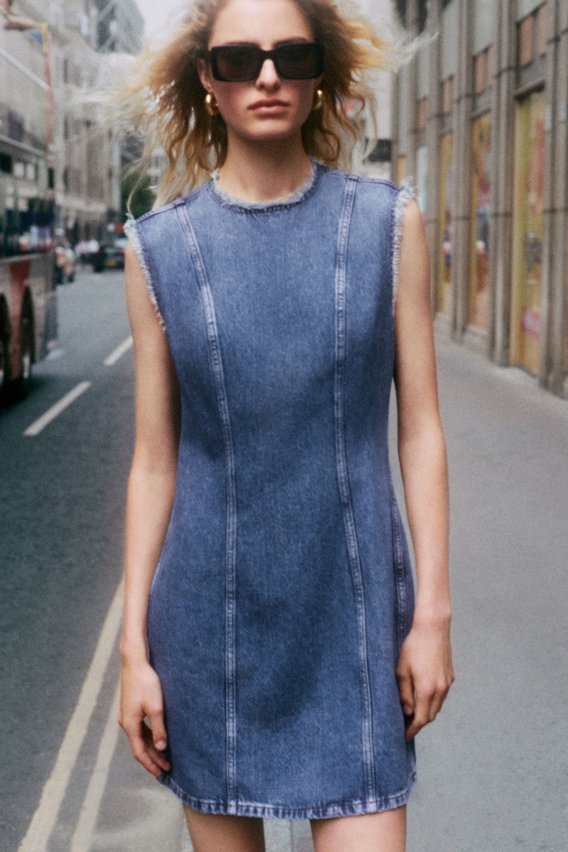 Women's COS Paneled Denim Mini Dress Blue NZ-26LCHXIPU