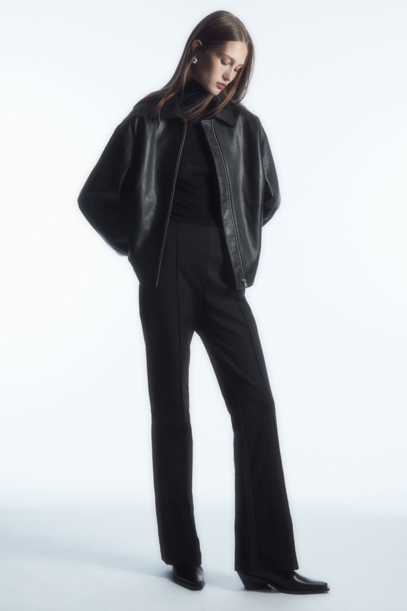 Women's COS Pintucked Kick-Flare Pants Black NZ-06KJBUYIV