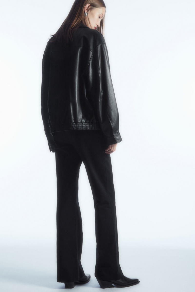 Women's COS Pintucked Kick-Flare Pants Black NZ-06KJBUYIV