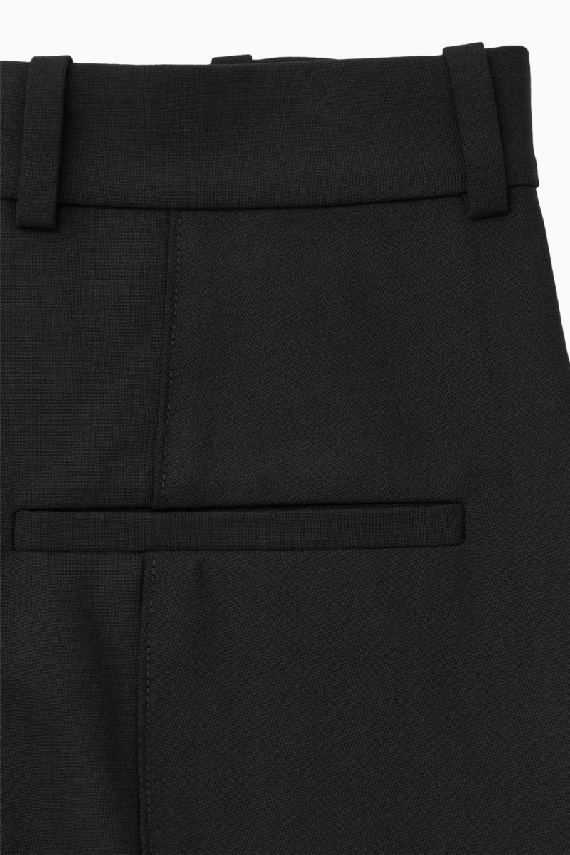 Women's COS Pintucked Slim-Leg Wool Pants Black NZ-64HXZMLRO
