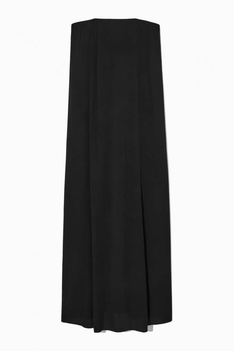 Women's COS Pleated Bandeau Maxi Dress Black NZ-24AQIZUNK