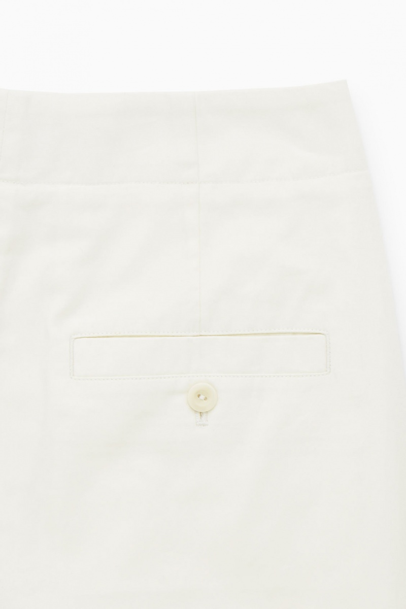 Women's COS Pleated Barrel-Leg Twill Chino Pants White NZ-15JSRLYKO