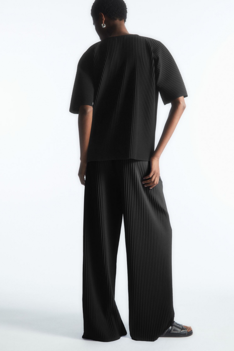 Women's COS Pleated Elasticated Pants Black NZ-61GKQWYHZ