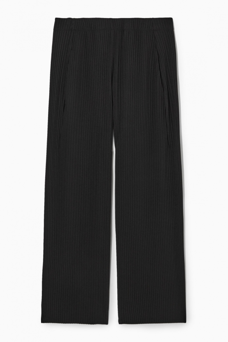 Women's COS Pleated Elasticated Pants Black NZ-61GKQWYHZ