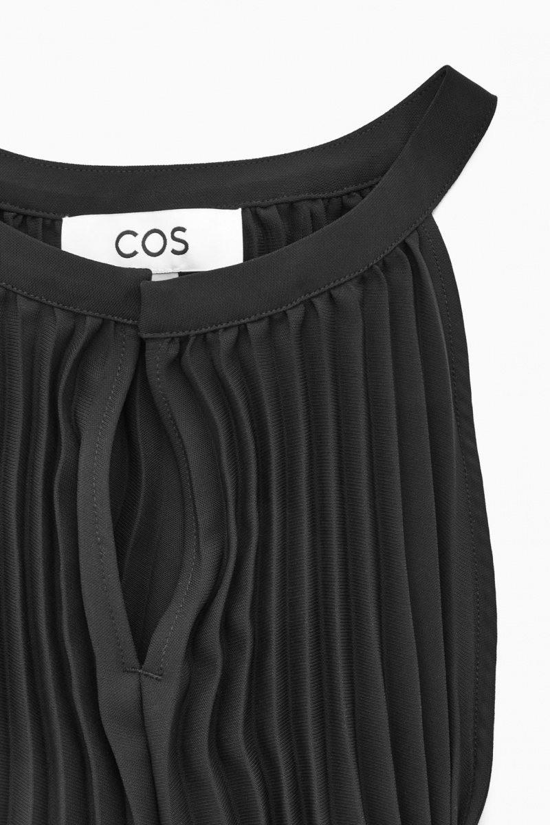 Women's COS Pleated Halterneck Midi Dress Black NZ-59YQMOFWH