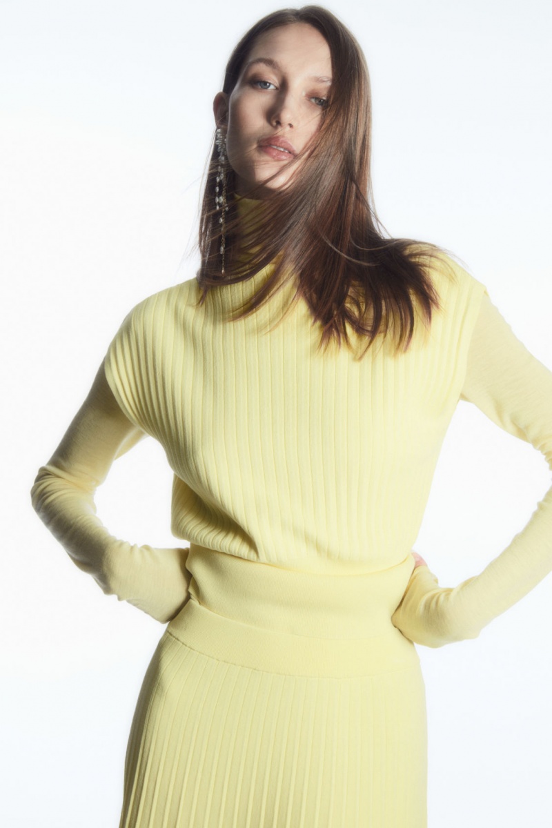 Women's COS Pleated Knitted Maxi Skirt Light Yellow NZ-20LDFKHWQ