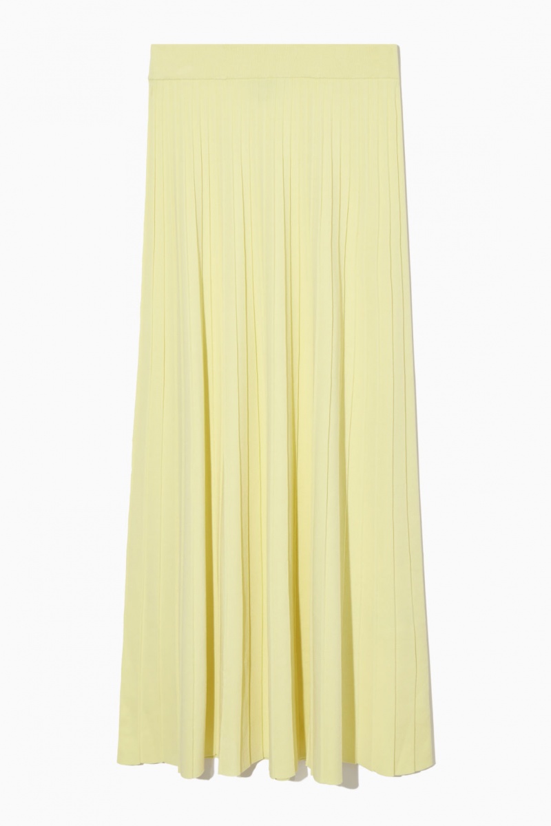 Women's COS Pleated Knitted Maxi Skirt Light Yellow NZ-20LDFKHWQ