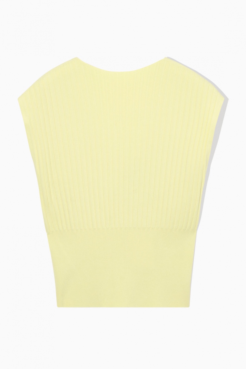 Women's COS Pleated Knitted Sleeveless Tops Yellow NZ-36TJXSPDF