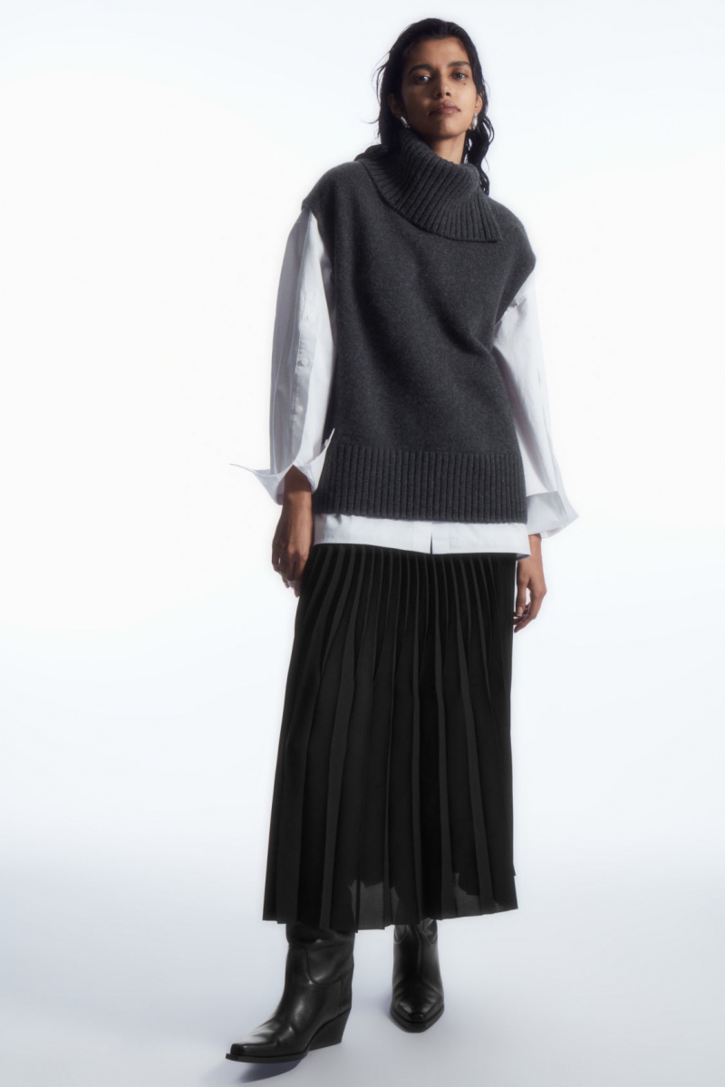 Women's COS Pleated Midi Skirt Black NZ-90WEFAIQP