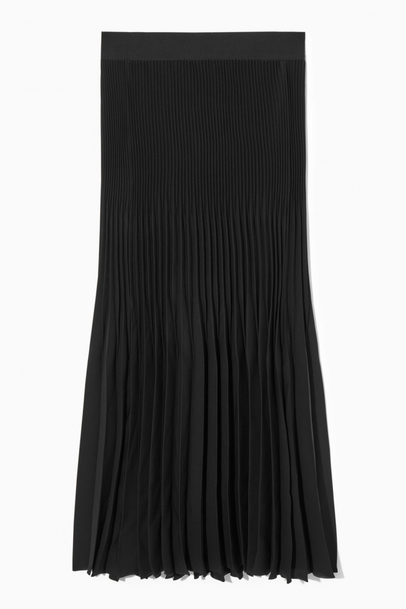 Women's COS Pleated Midi Skirt Black NZ-90WEFAIQP