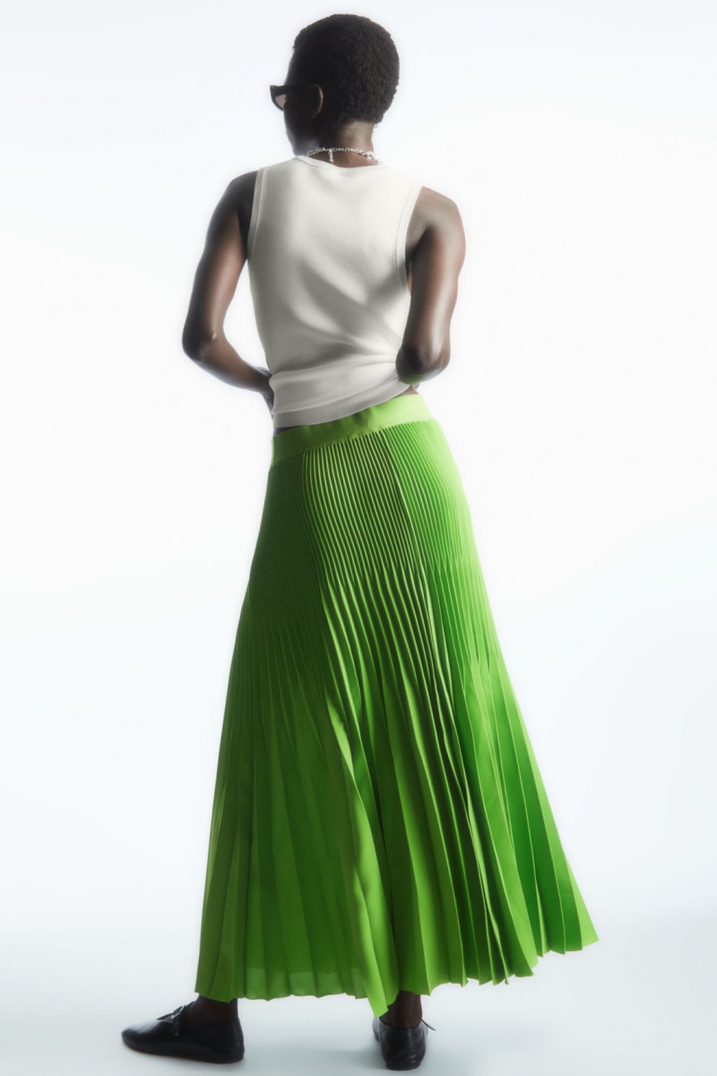 Women's COS Pleated Midi Skirt Light Green NZ-27QCAPMUI