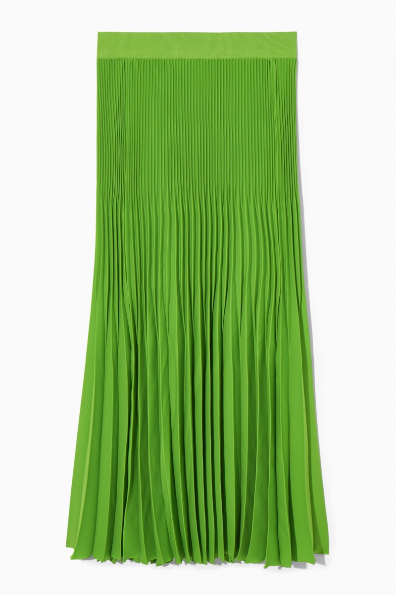 Women's COS Pleated Midi Skirt Light Green NZ-27QCAPMUI