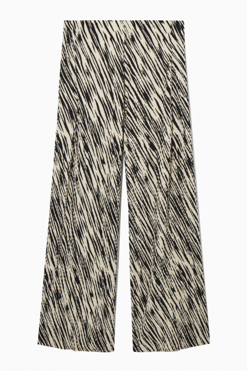 Women's COS Pleated Wide-Leg Trousers Beige NZ-04BAIVROX